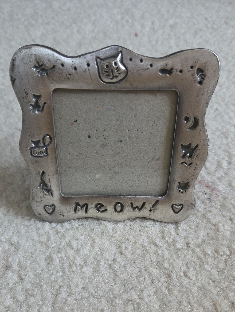 Vintage 90s Meow! Pewter Cat-Themed Photo Frame